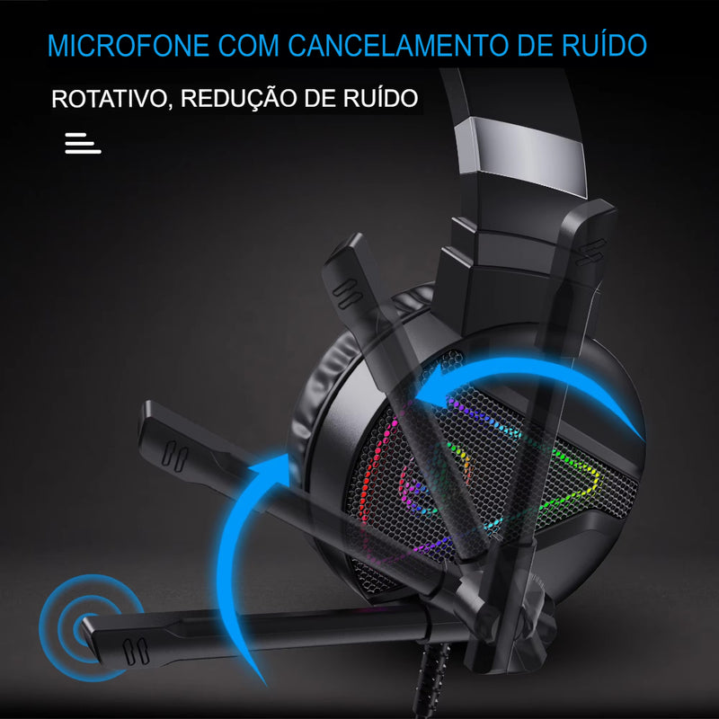 Fone de ouvido gamer RGB