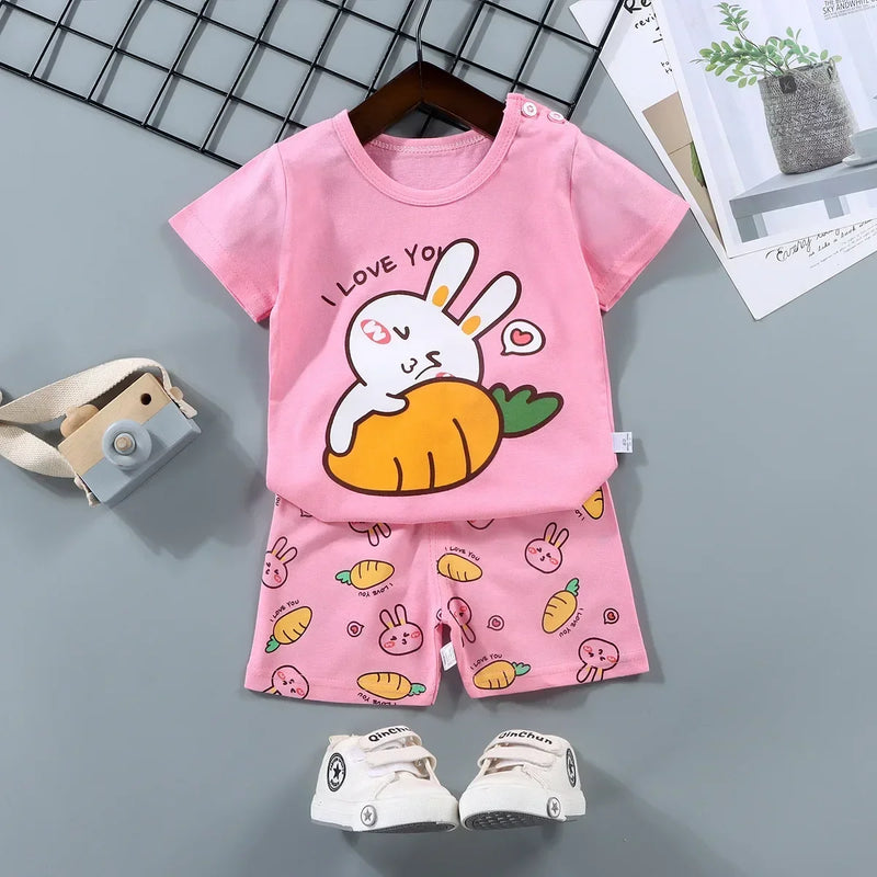 Conjunto Infantil de Verão - Camiseta + Shorts de Algodão