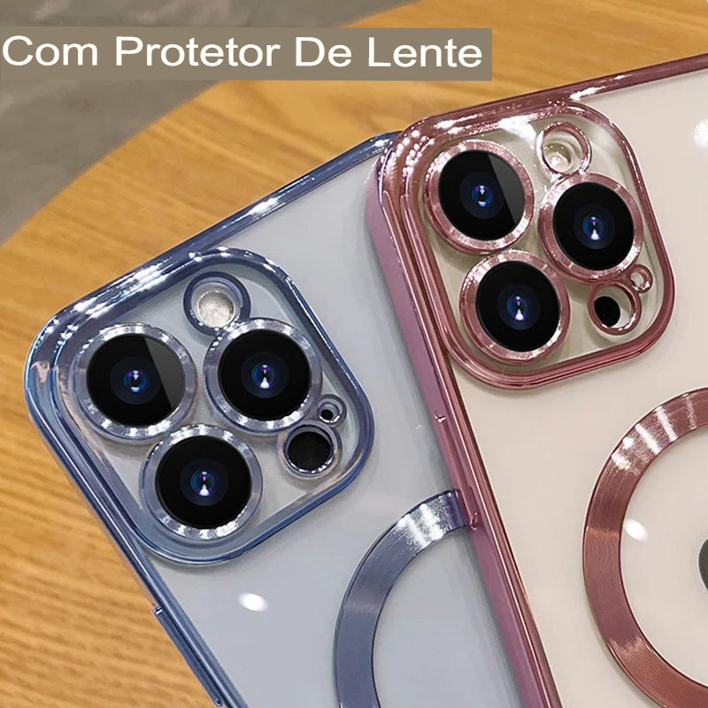 Capa para Iphone com Protetores de Lente e Carga por Indução - Magsafe