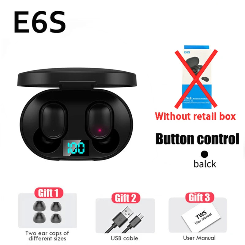 Fone Sem Fio Bluetooth com Sensor LED E6S TWS