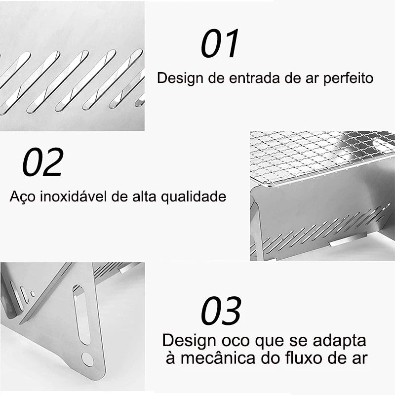 Churrasqueira Portátil InoxGrill [AÇO INOXIDÁVEL]