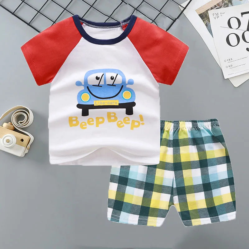 Conjunto Infantil de Verão - Camiseta + Shorts de Algodão