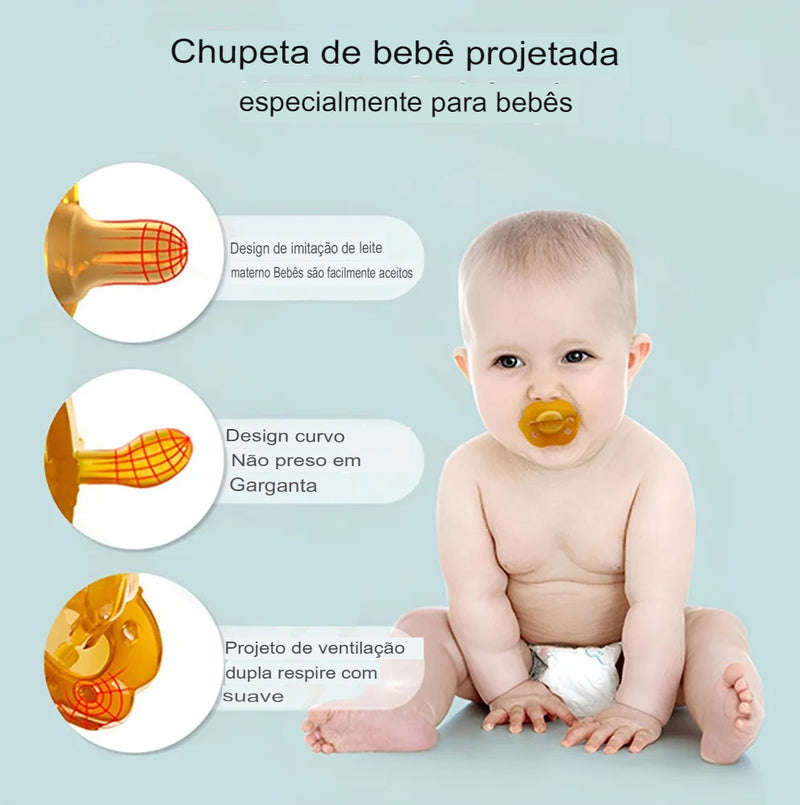 Chupeta em Silicone com Prendedor e Porta Chupeta