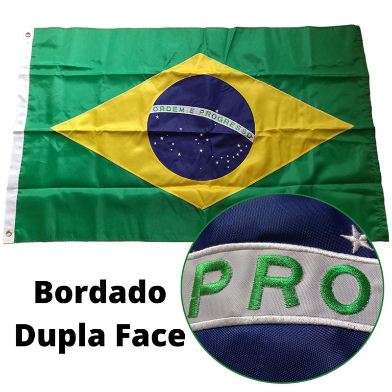 Bandeira do Brasil Bordada - Dupla face