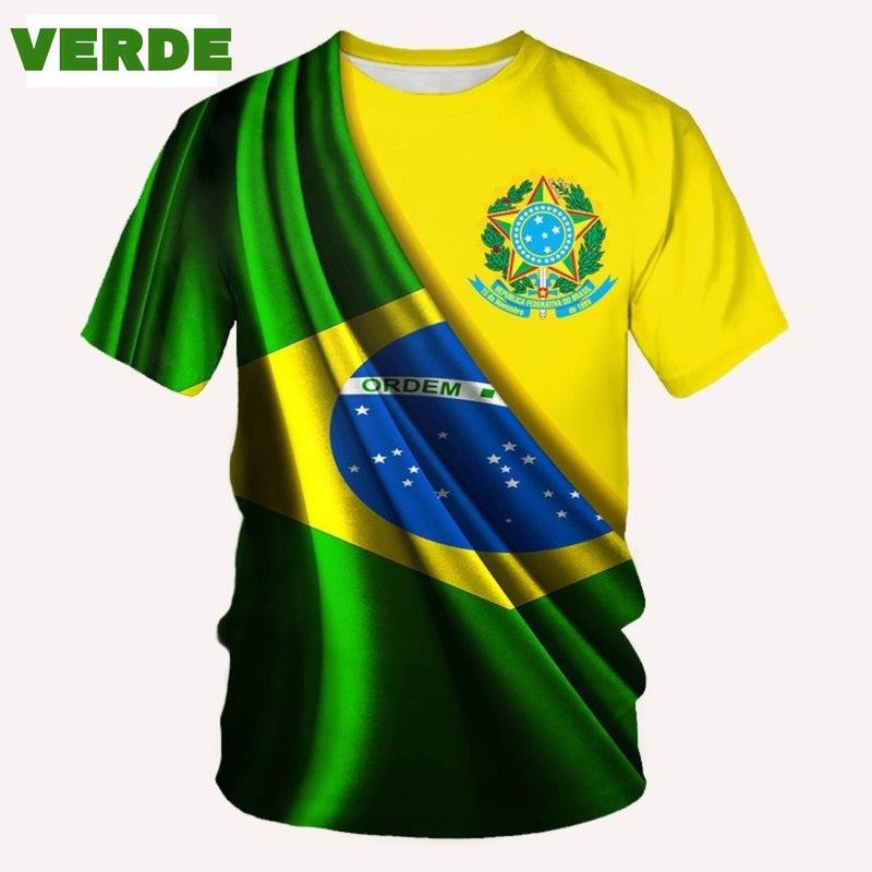 Camiseta Masculina Bandeira do Brasil 3D