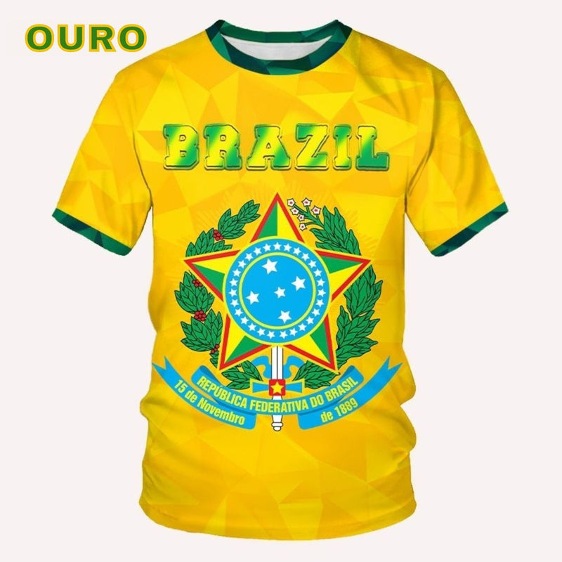 Camiseta Masculina Bandeira do Brasil 3D