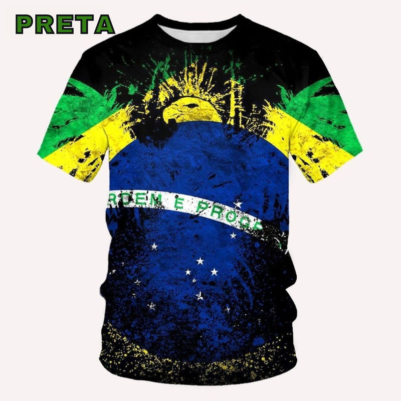 Camiseta Masculina Bandeira do Brasil 3D